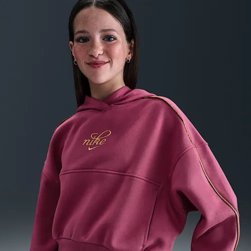 Nike Sportswear Club Fleece Big детские (Girls') Boxy Толстовка с капюшоном цвет фиолетовый