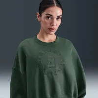NikeCourt Heritage Phoenix Fleece женская Over-оверсайз Crew-Neck свитшот цвет зеленый