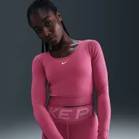 Nike Pro женская Dri-FIT Cropped Long-Sleeve Top цвет фиолетовый