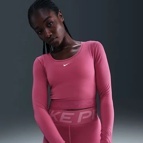 Nike Pro женская Dri-FIT Cropped Long-Sleeve Top цвет фиолетовый