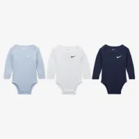 Nike Essentials Baby (0-9M) 3 пари Long Sleeve Bodysuits блакитний