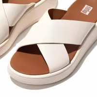 Шльопанці FitFlop F-Mode Leather Flatform Cross Slides FW5-477 - Білі