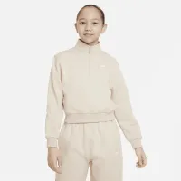 Nike Sportswear Club Fleece Big детские (Girls') 1/2-Zip Long-Sleeve Top цвет коричневый