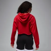 Nike Jordan Flight Fleece женская Cropped Satin-Lined Толстовка с капюшоном цвет красный