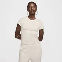 Nike Sportswear Chill Knit жіноча Slim Cropped Tee колір коричневий