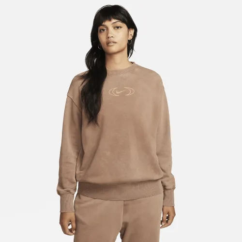 Nike Sportswear Phoenix Fleece женская оверсайз Crew-Neck свитшот цвет коричневый