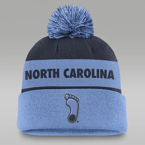 North Carolina Tar Heels Primetime Peak мужские Nike College Cuffed Pom Beanie синий