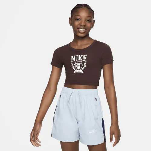 Nike Sportswear Big Kids (Girls') Graphic футболка колір коричневий