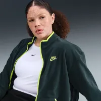 Nike Sportswear Club Fleece женская Loose Cozy Track Куртка (большие размеры) цвет зеленый