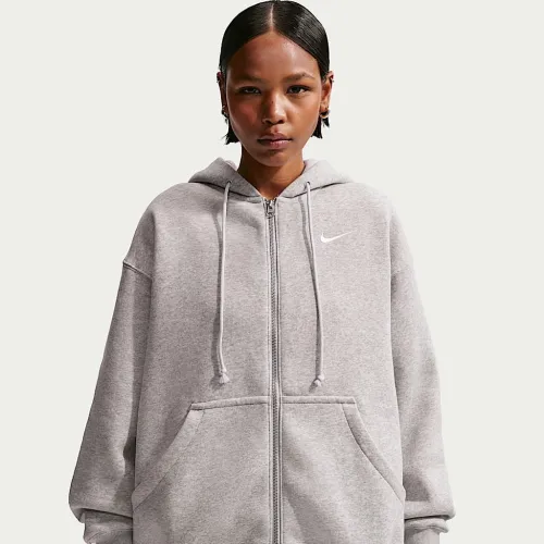 Nike Sportswear Phoenix Fleece женская оверсайз Full-Zip Толстовка с капюшоном цвет серый