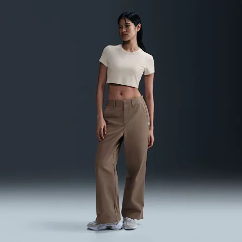Nike Sportswear Collection жіноча Mid-Rise Twill Trousers колір коричневий