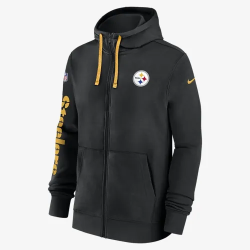 Pittsburgh Steelers Sideline Team Issue Club чоловічі Nike Full Zip Толстовка з капюшоном колір чорний