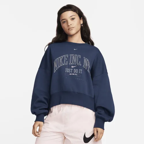 Nike Sportswear Phoenix Fleece женская Over-оверсайз Crew-Neck Graphic свитшот синий
