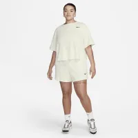 Nike Sportswear женская С высокой Талией Ribbed Jersey шорты (большие размеры) цвет белый