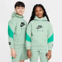 Nike Air Big дитячі Fleece Pullover Толстовка з капюшоном колір зелений
