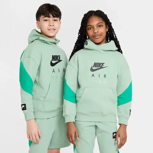 Nike Air Big детские Fleece Pullover Толстовка с капюшоном цвет зеленый