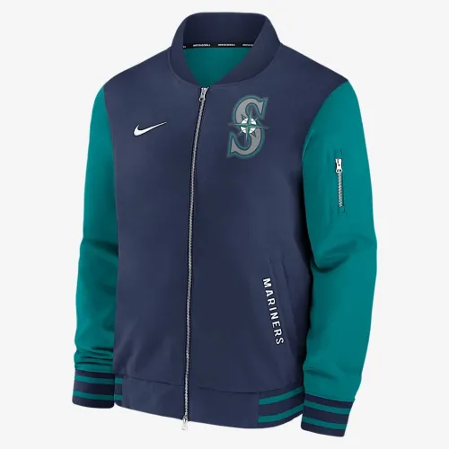 Seattle Mariners Authentic Collection Dugout чоловічі Nike MLB Full-Zip Bomber Куртка блакитний