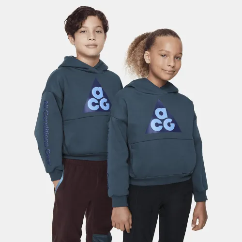 Nike ACG Icon Fleece Big детские Pullover Толстовка с капюшоном цвет зеленый