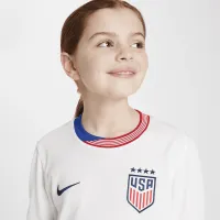 USWNT 2024 Stadium Home Big дитячі Nike Dri-FIT Soccer Long-Sleeve Replica Jersey колір білий