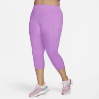 Nike Go женская Firm-Support С высокой Талией Cropped лосины с карманами(большие размеры) цвет фиолетовый