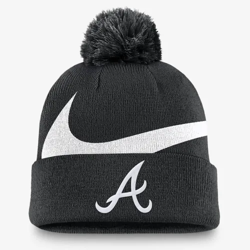Atlanta Braves Peak чоловічі Nike MLB Cuffed Pom Beanie колір чорний