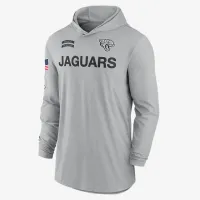 Jacksonville Jaguars Salute to Service Edge Mascot Lockup Men’s Nike Dri-FIT NFL Long-Sleeve Hooded Top колір сірий