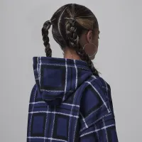 Nike Jordan Brooklyn Essentials Big дитячі Plaid Print Pullover Толстовка з капюшоном блакитний
