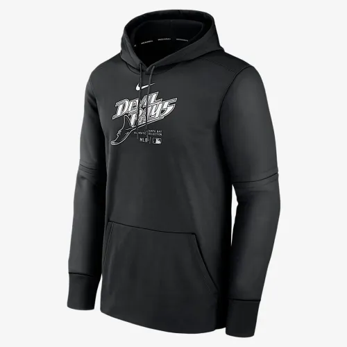 Tampa Bay Rays Authentic Collection Practice чоловічі Nike Therma MLB Pullover Толстовка з капюшоном колір чорний
