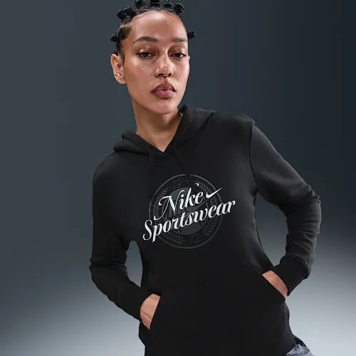 Nike Sportswear Club Fleece жіноча Graphic Pullover Толстовка з капюшоном колір чорний