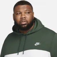 Nike Club Fleece мужские French Terry Color-Blocked Толстовка с капюшоном цвет зеленый