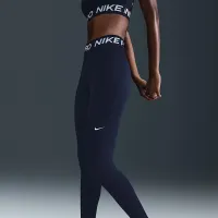 Nike Pro женская Mid-Rise Mesh-Paneled лосины синий