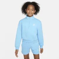 Nike Sportswear Club Fleece Big дитячі (Girls') 1/2-Zip Long-Sleeve Top блакитний