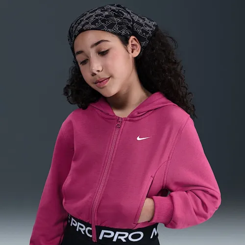 Nike Pro Fleece Big дитячі (Girls') Dri-FIT Full-Zip Толстовка з капюшоном колір фіолетовий