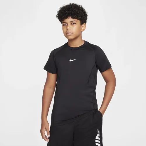 Nike Pro Big детские (для мальчиков) Dri-FIT Short-Sleeve Top (Extended Size) цвет черный