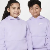 Nike Sportswear Club Fleece Big детские Pullover Толстовка с капюшоном (Extended Size) цвет фиолетовый