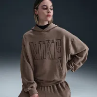 Nike Sportswear женская Over-оверсайз French Terry Pullover Толстовка с капюшоном цвет коричневый