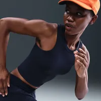 Nike One Fitted женская Dri-FIT Cropped Tank Top синий