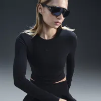 Nike Sportswear Chill Knit женская Slim Long-Sleeve Cropped Top цвет черный