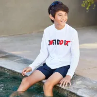 Nike Swim Hydroguard Big дитячі (для хлопчиків) Dri-FIT Long-Sleeve Top колір білий