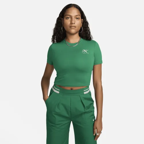 Nike Sportswear Essential женская Slim Cropped футболка цвет зеленый