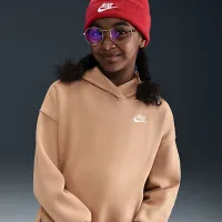 Nike Sportswear Club Fleece Big дитячі оверсайз Pullover Толстовка з капюшоном колір коричневий