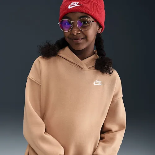Nike Sportswear Club Fleece Big дитячі оверсайз Pullover Толстовка з капюшоном колір коричневий