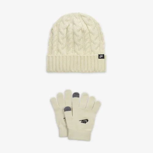 Nike Big детские 2-Piece Cable Gifting Beanie набор цвет белый