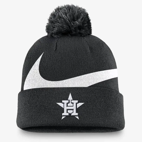 Houston Astros Peak мужские Nike MLB Cuffed Pom Beanie цвет черный