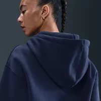 Nike Sportswear Phoenix Fleece женская Loose Full-Zip Cropped Толстовка с капюшоном синий