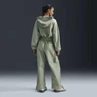 Nike Sportswear женская оверсайз Cropped French Terry Pullover Толстовка с капюшоном цвет зеленый