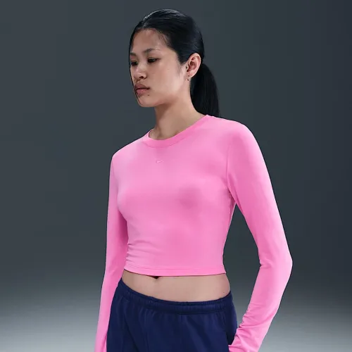 Nike Sportswear Chill Knit женская Slim Long-Sleeve Cropped Top Pink