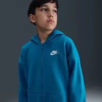 Nike Sportswear Club Fleece Big детские оверсайз Full-Zip Толстовка с капюшоном синий