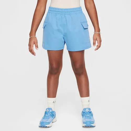 Nike Sportswear Girls' Woven Cargo шорти блакитний