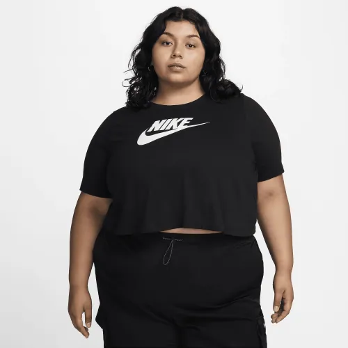 Nike Sportswear Essential жіноча Cropped Logo футболка (великі розміри) колір чорний